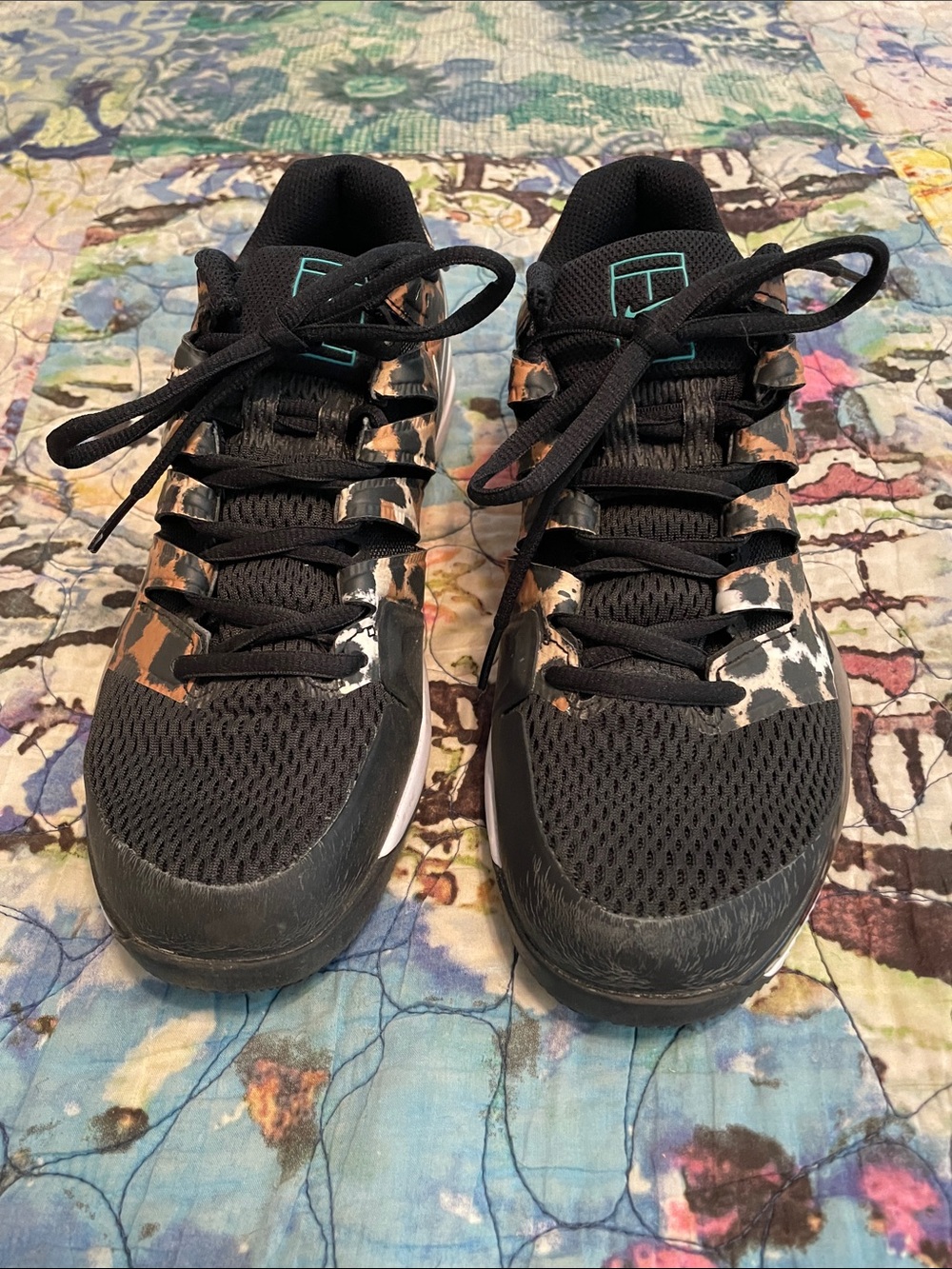 Nike Zoom Black Sneakers with Leopard Animal-Print Accents